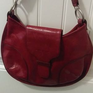 KENNETH COLE DEEP RED LEATHER HOBO PURSE